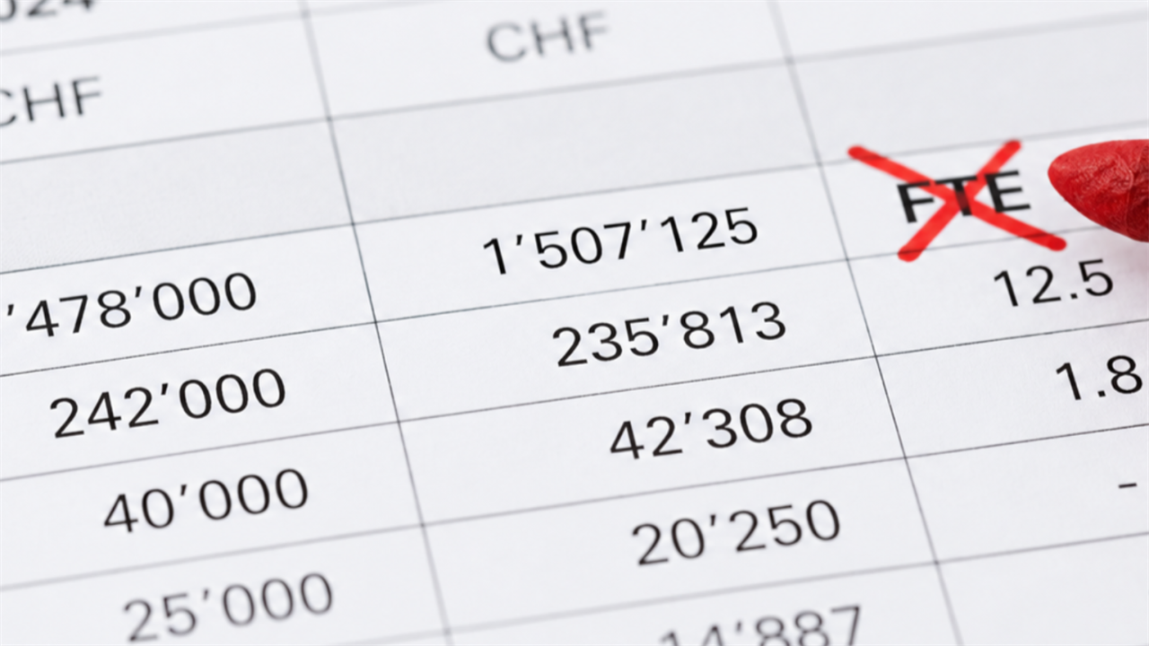 Finanzielle Tabelle mit durchgestrichenem FTE